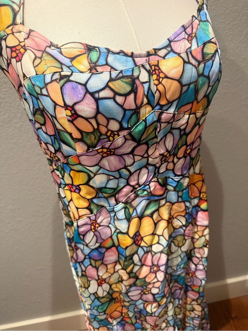 Anthropologie Maeve Brand Floral Stained-Glass Print Cami Dress - Multi Colored